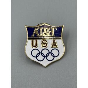 Vintage AT&T Olympic Shield Hat Lapel Pin